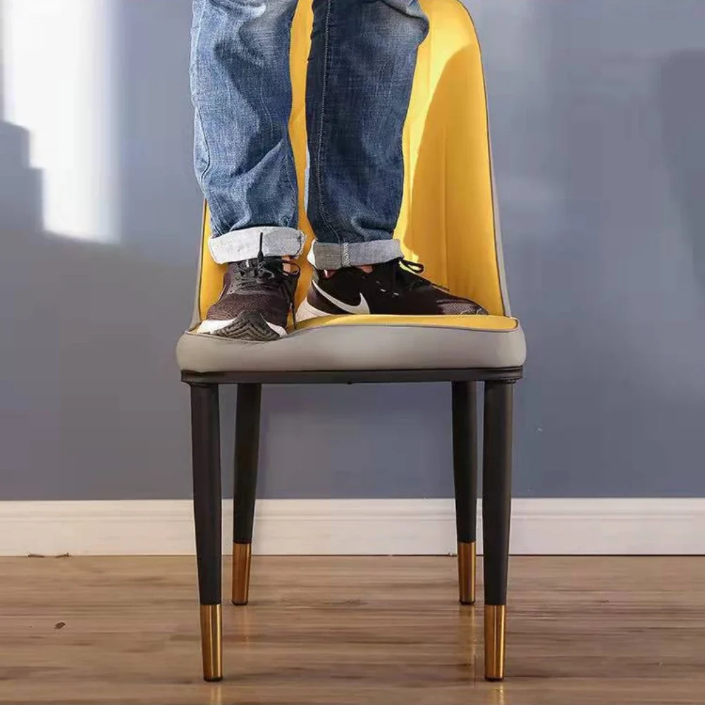 Dining Chair Nordic Luxury PU Leather Home Dining Chairs Metal Leg with Backrest Soft Pack Commercial Simple Modern Room Chairs