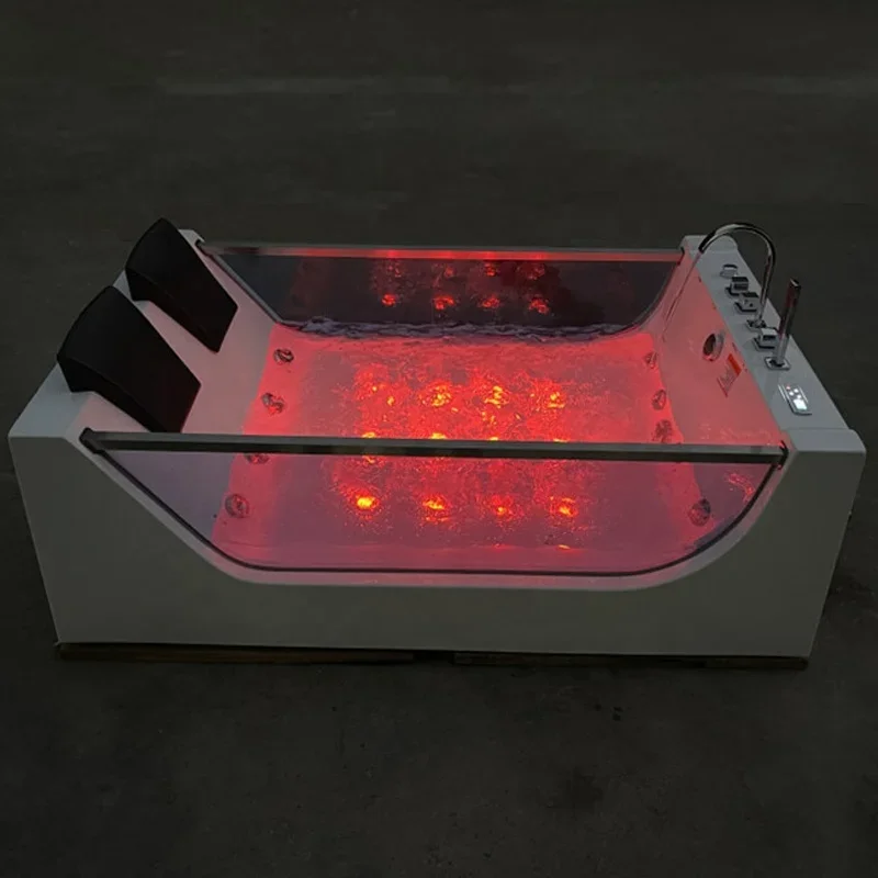 Double Luxury Bathtub, Family Acrylic Sea View Glass Massage Bathtub, Constant Temperature Heating 1.8 Meters 4