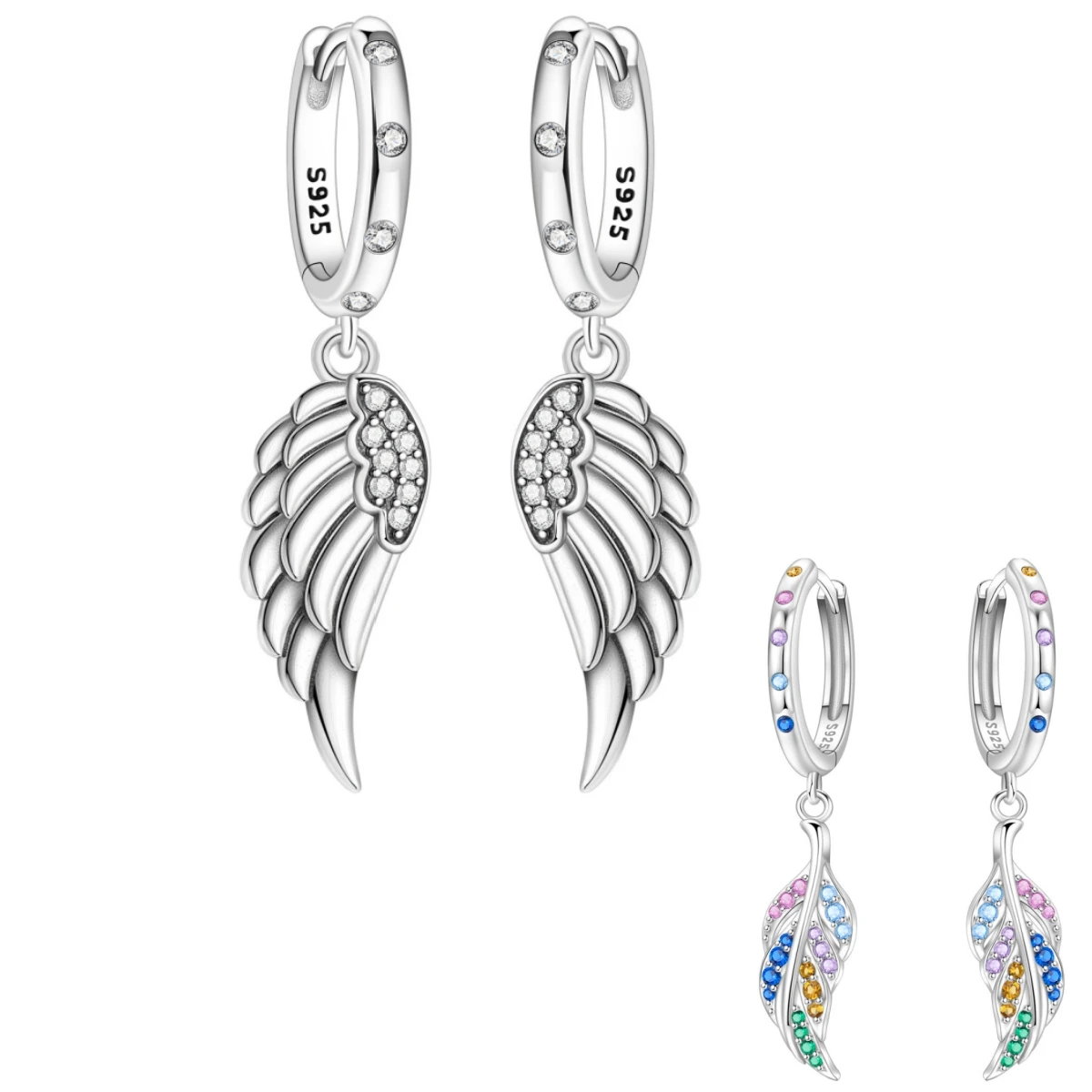 Orstarry 925 Sterling Silver Sparkling Wings Earrings Original Jewelry Drop Earrings Women Jewelry Party Trendy Anniversary Gift