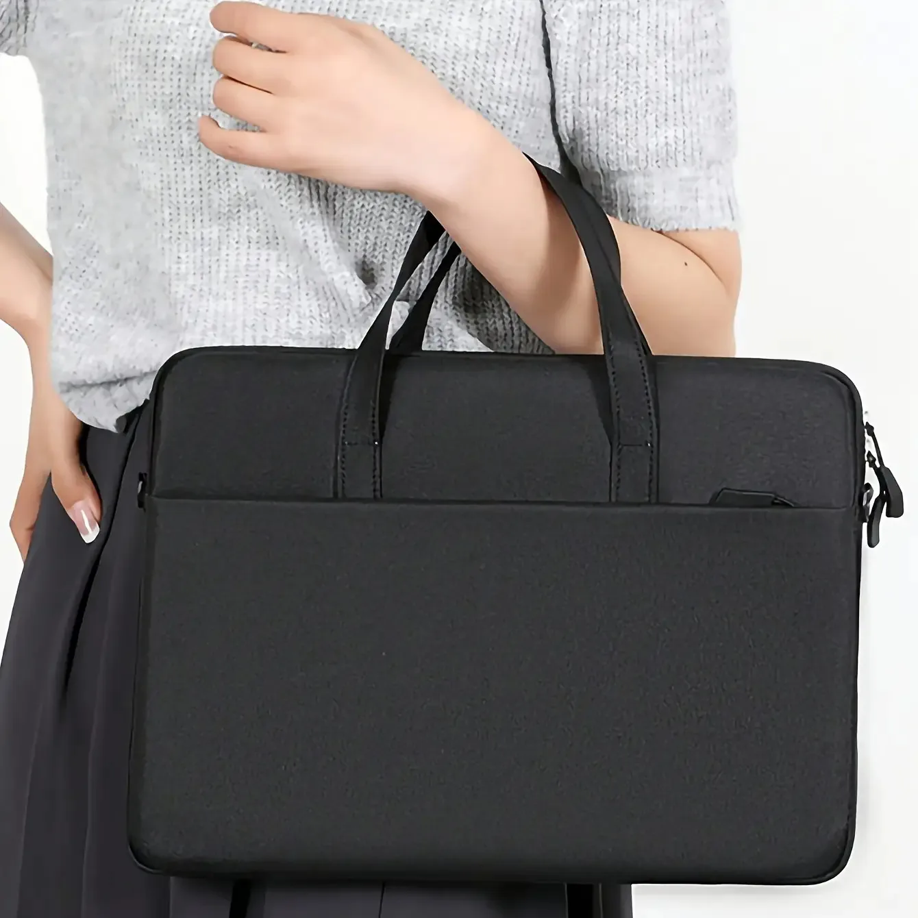 1 einfarbige, minimalistische, tragbare Laptoptasche; tragbare Laptoptasche für Geschäftsreisen; Umhängetasche mit Reißverschluss für Laptops – Detail 5