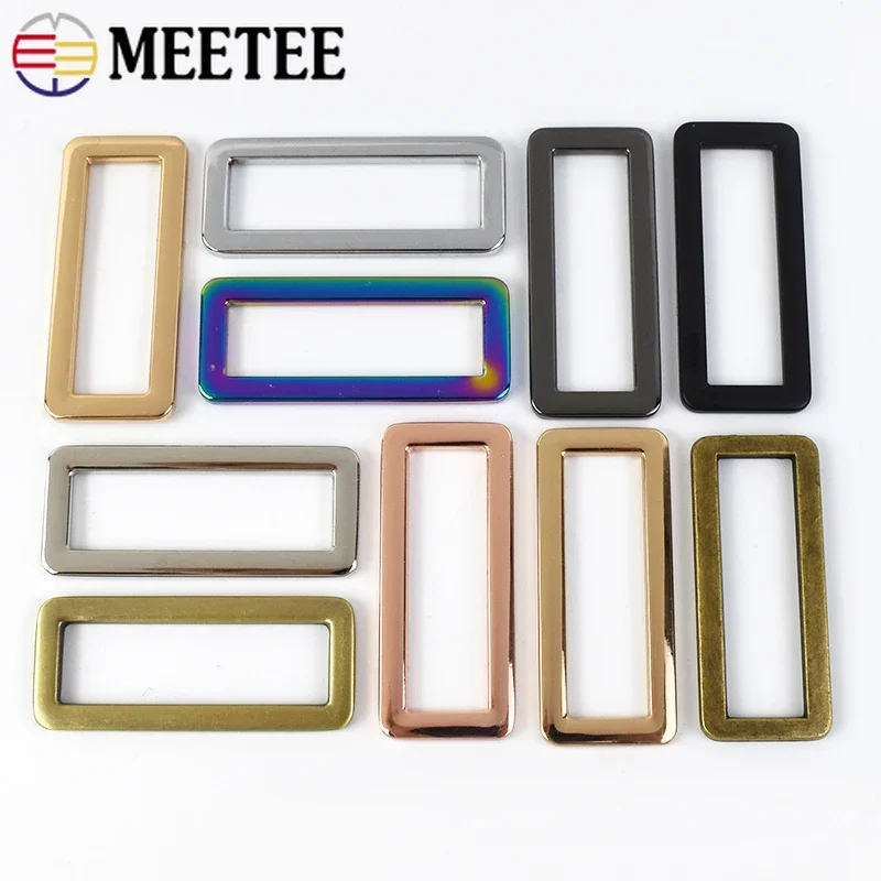 10/50pcs meetee 20-50mm čtverec kroužky kov přezkami loops pro webbing zajišťovač brašna řemen pás spona spona hardware příslušenství