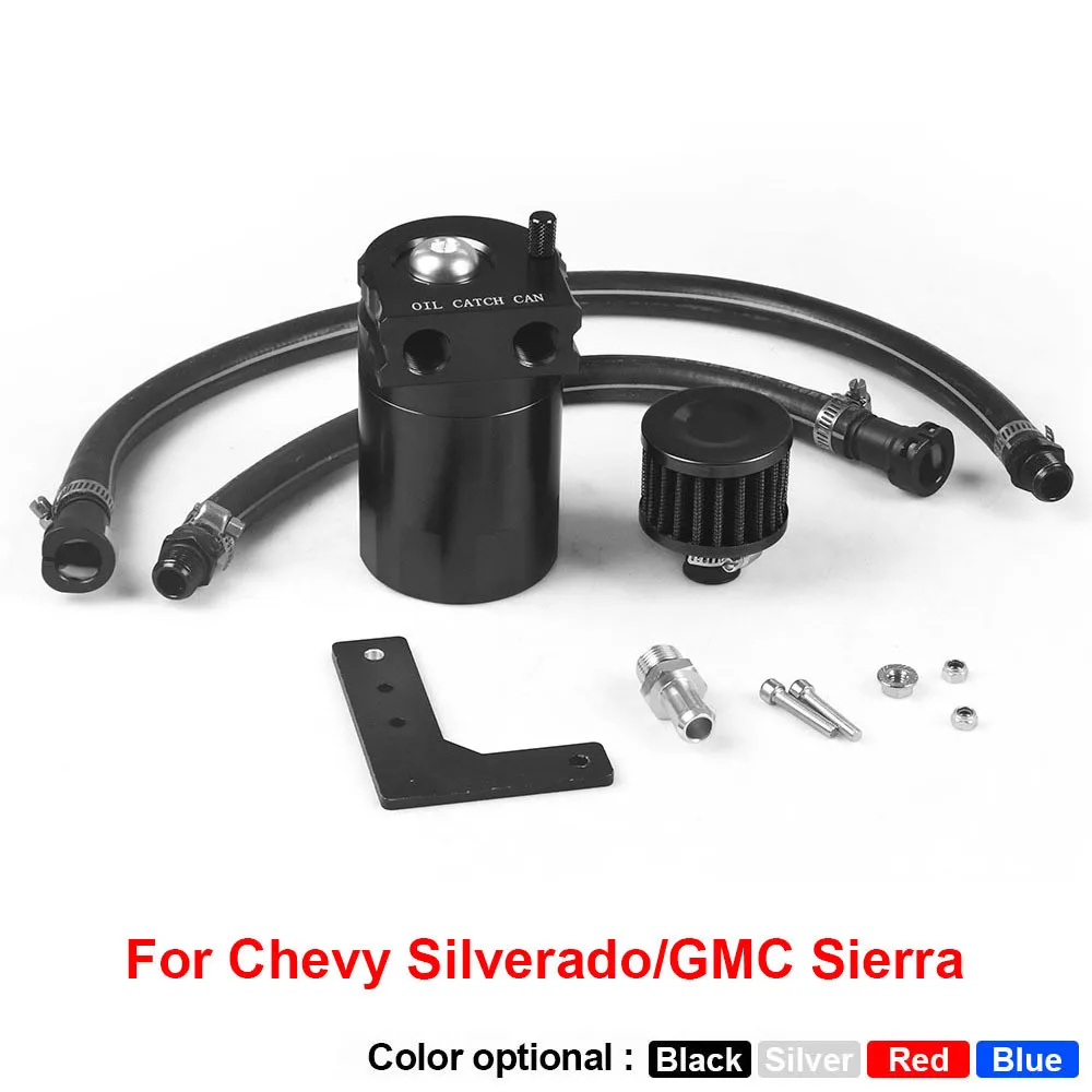 

For 2019-2022 Chevy Silverado GMC Sierra 5.3L Oil Catch Can Tank Oil Separator + Air filter cooling Black