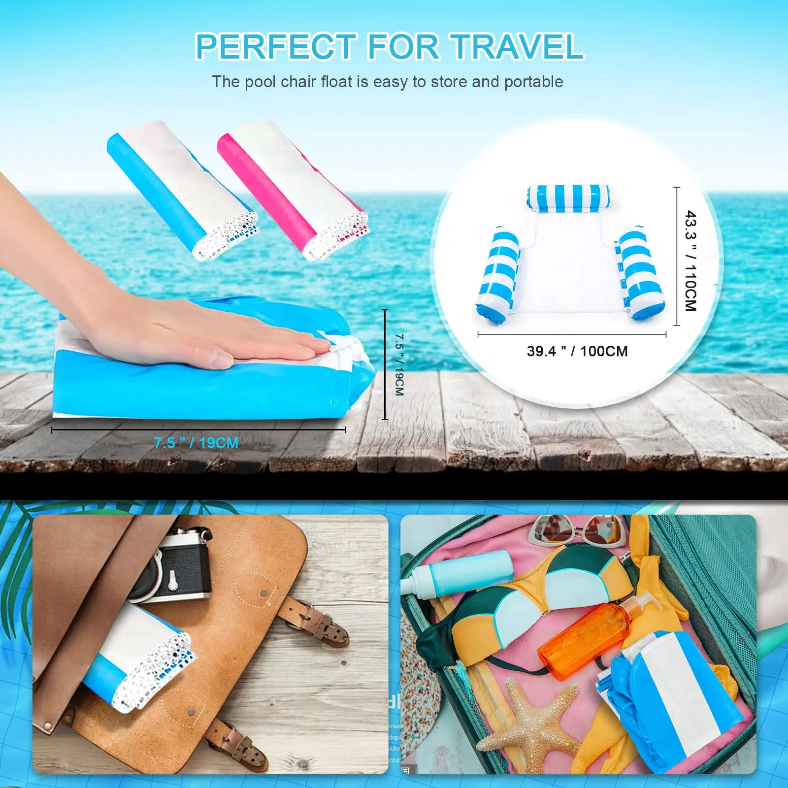 Pool Floats for Swimming Pool Chair Float Water Hammock Inflatable Pool Float Pool Hammock Float for Adult Pool Lounge FloatChai 4