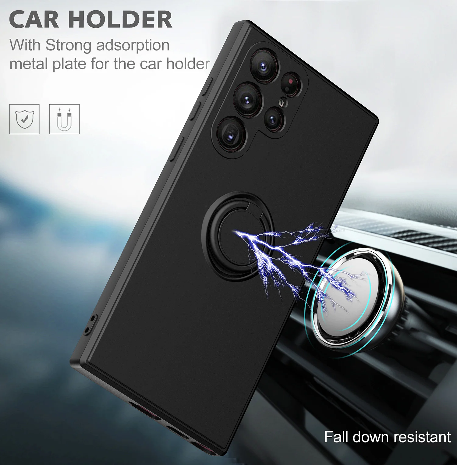 Magnetic Finger Ring Stand Silicone Phone Case Cover