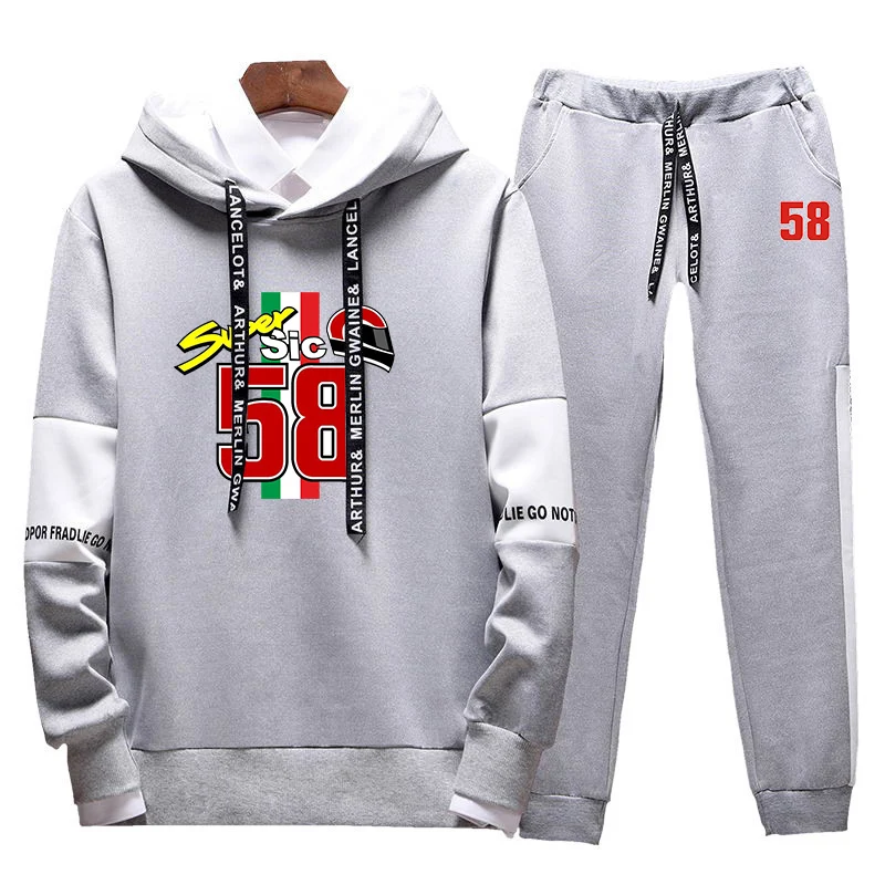 2023 Spring Autumn New 58 Super Sic Marco Simoncel Style Men High Quality leisure Fashionable Lace-up Hoodie Sweatpants Suits