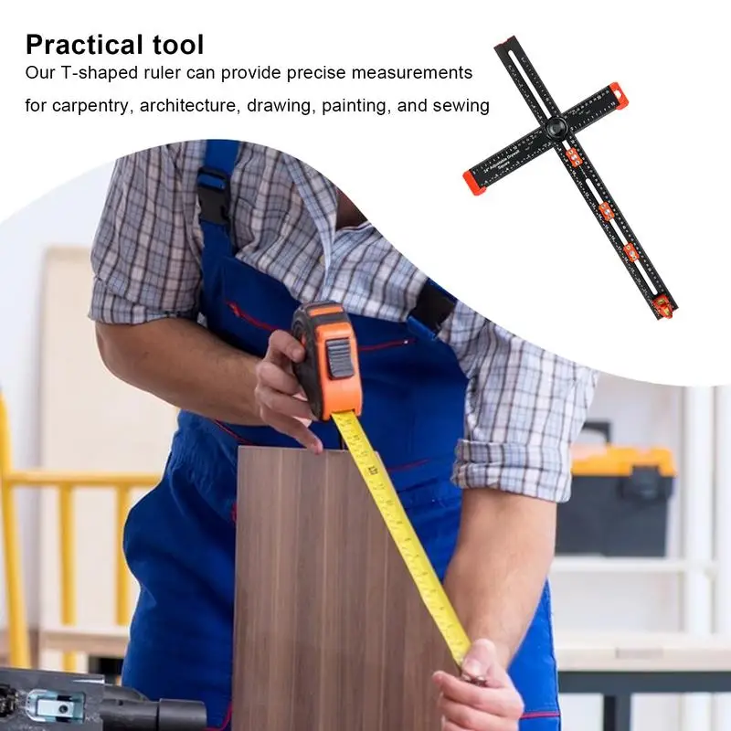

T-square Ruler 2-in-1 Drilling Positioning Ruler Cabinet Hardware Clamp T Square Woodworking Ruler Precision Drilling Tool