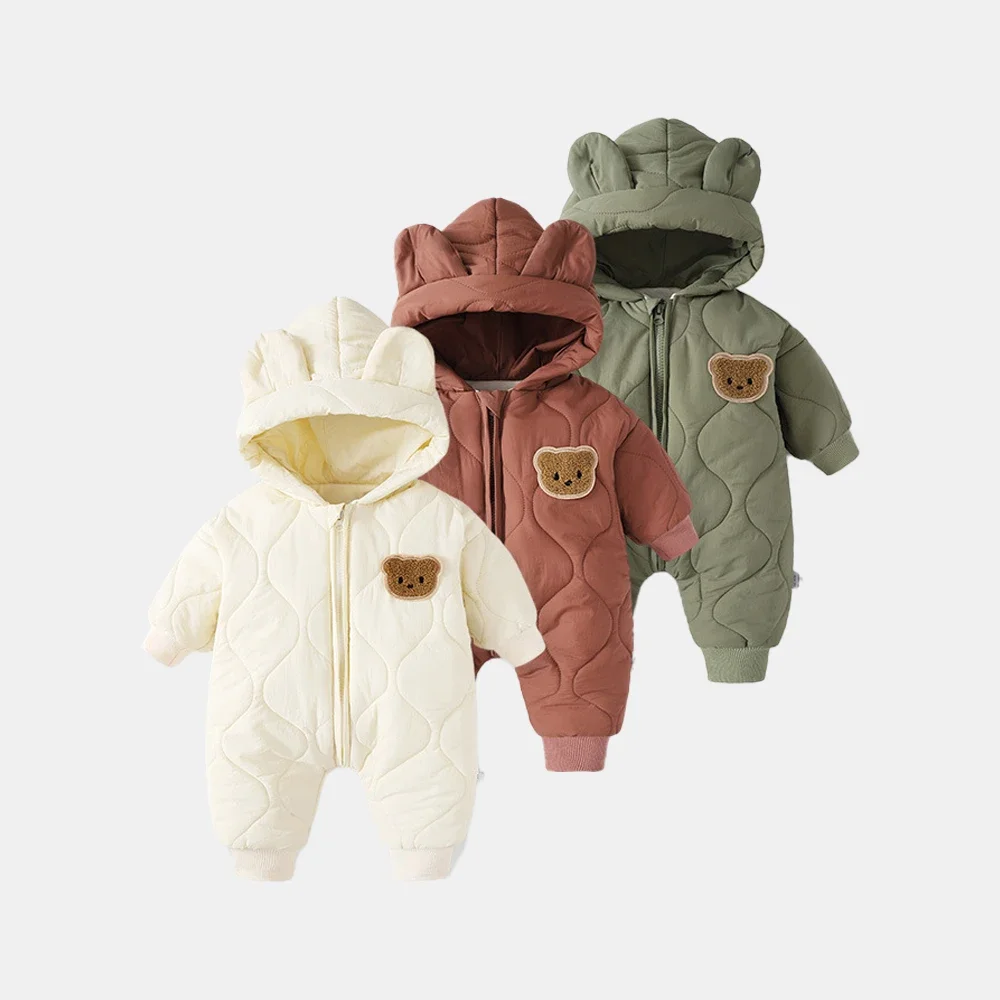 Winter Baby Clothing Fur Lining Warm Thick Toddler Girl's Boy's Rompers Cartoon Bear Infant Jumpsuit Newborn Overalls baby rompers baby jumpsuit baby clothing