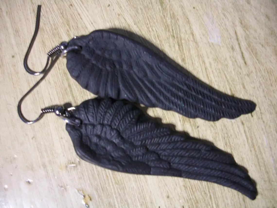 Dark Angel Wings Pendant Earrings