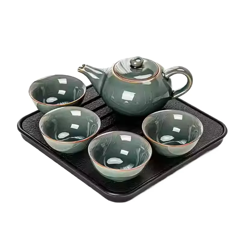 Kung Fu Tea Set Home One Pot Two Cups Tea Plate Small Ceramic Teapot Teacups Hotel Personal Small Sets Traveling