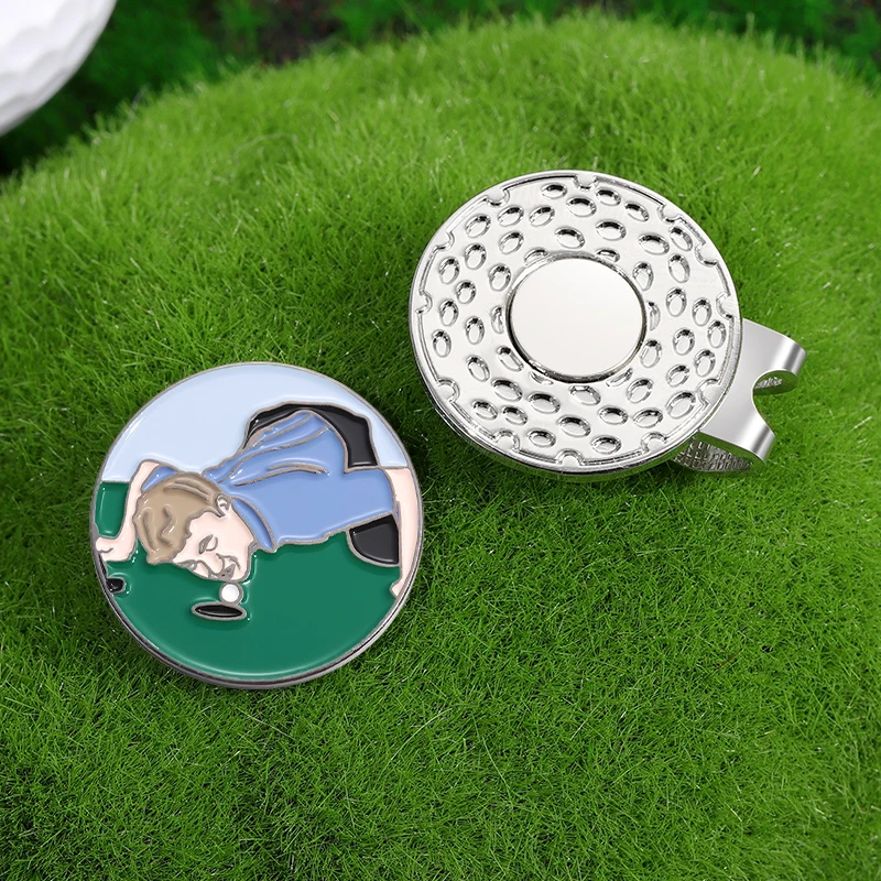 Funny Golf Ball Marker Hat Clip Baseball Cap Magnetic Clips Clothing Cartoon Dcorative Jewelry Metal Brooches for Golf Sports