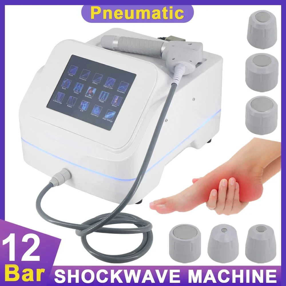 Máquina de terapia de ondas de choque neumáticas, masajeador de relajación corporal profesional, 12 bares, nuevo tratamiento ED,