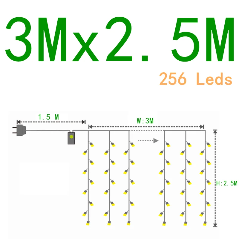 thumbnail image 1 of Guirnalda de luces LED con forma de carámbano para cortina, guirnalda de luces navideñas de hadas para Navidad, Año Nuevo, boda, hogar, habitación, patio, decoración de fiesta, 1 of 5