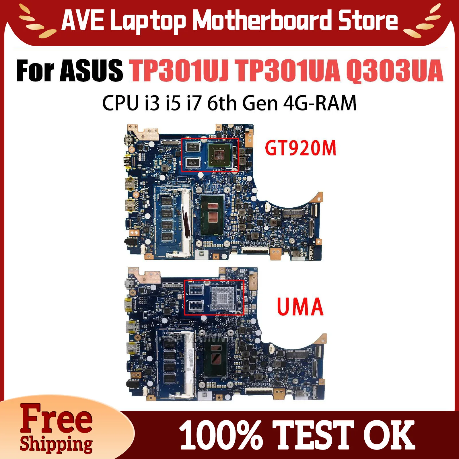 Notebook Mainboard For ASUS Vivobook Flip TP301UJ TP301UA TP301U