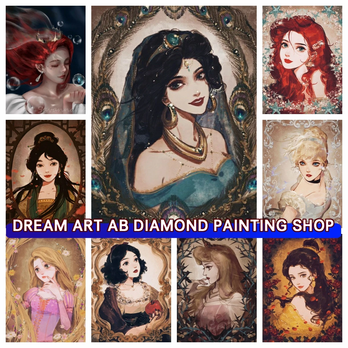 

Disney Princess 5D DIY AB Diamond Painting Mosaic Cartoon Girl Cross Stitch Full Diamond Embroidery Rhinestones Children's Gift