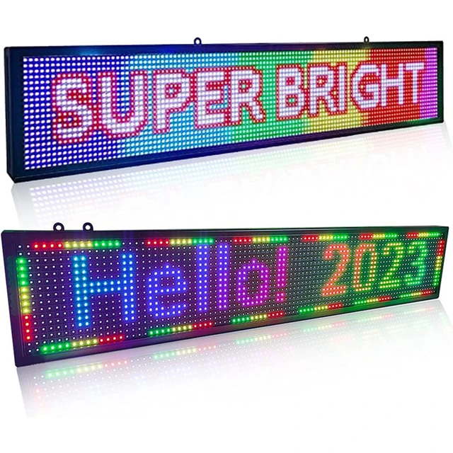 VEVOR Led Sign 40 x 15 Digital Sign Full Color Color Indoor with high  Resolution P10 Led Scrolling Display Programmable by PC & WiFi & USB for  Advertising 