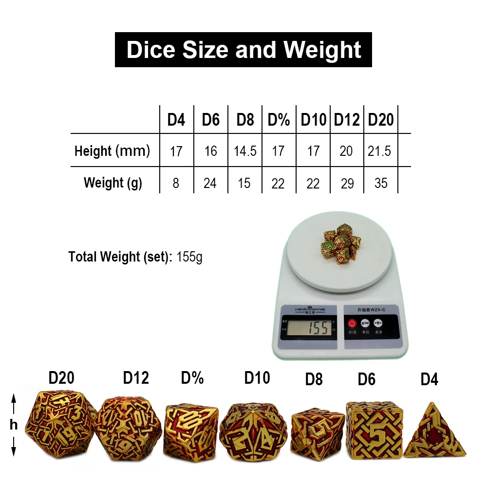 7PCs Metal Dice Dnd Set Solid Polyhedral D&D Dice DND For Role Playing Game Rpg Rol Pathfinder Board Game game dice,dice set
