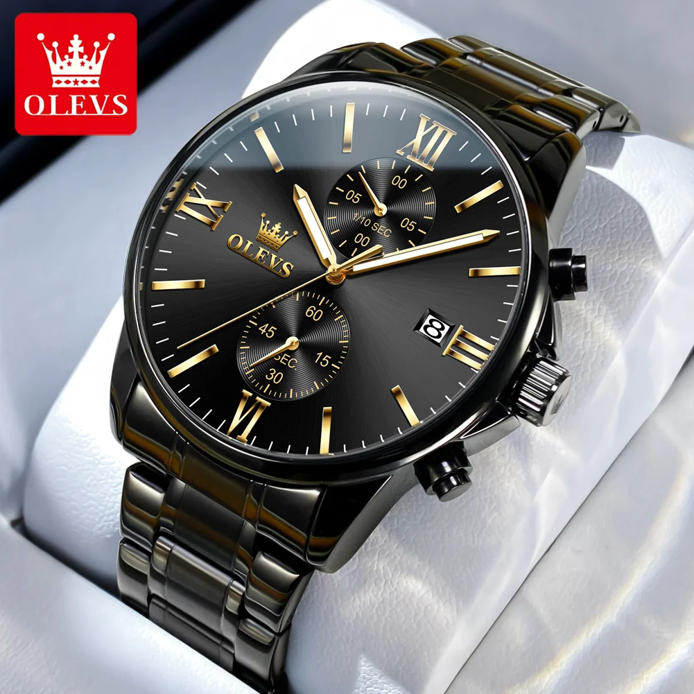 

JSDUN New Dark Style Watch for Men Multifunction Luminous Chronograph Original Men‘s Quartz Watches Waterproof Relogio Masculino