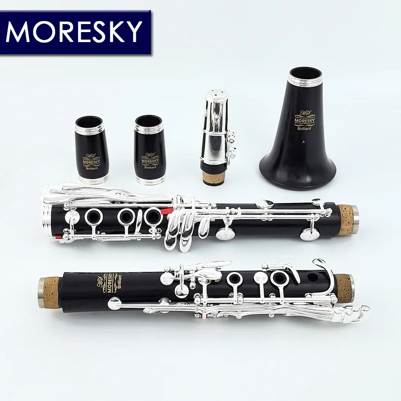 MORESKY Ebony Wood/Grenadilla Professional Clarinet A Silver Plated 19 Keys Klarnet &middot;Brilliant