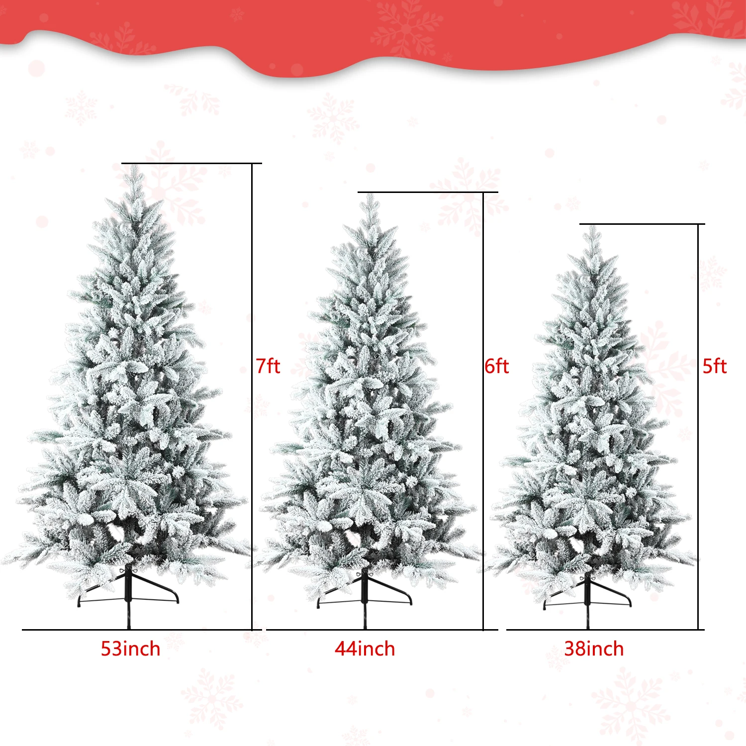 Flocked Artificial Christmas Tree with Metal Stand with Auto Spread Close Features