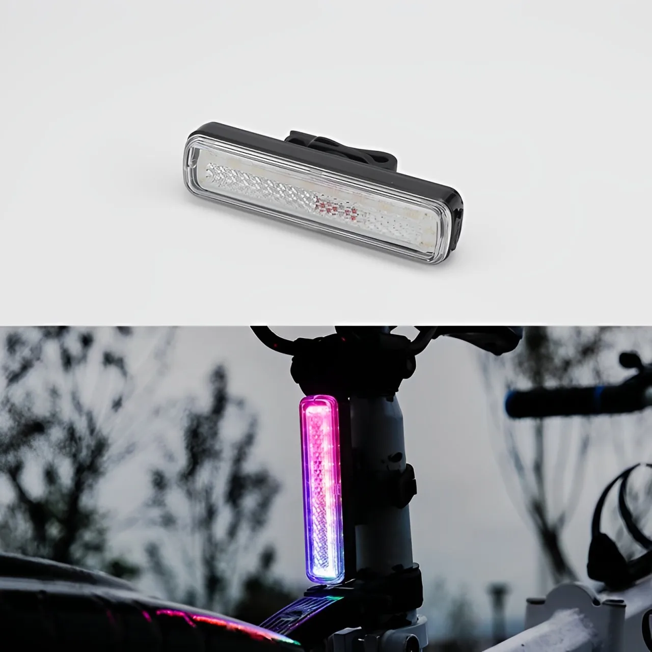 Fanale posteriore per bicicletta, ricaricabile tramite USB, super luminoso, 120 lumen, impermeabile, con 6 modalità, facile da installare, luce rossa e blu per la sicurezza del ciclismo