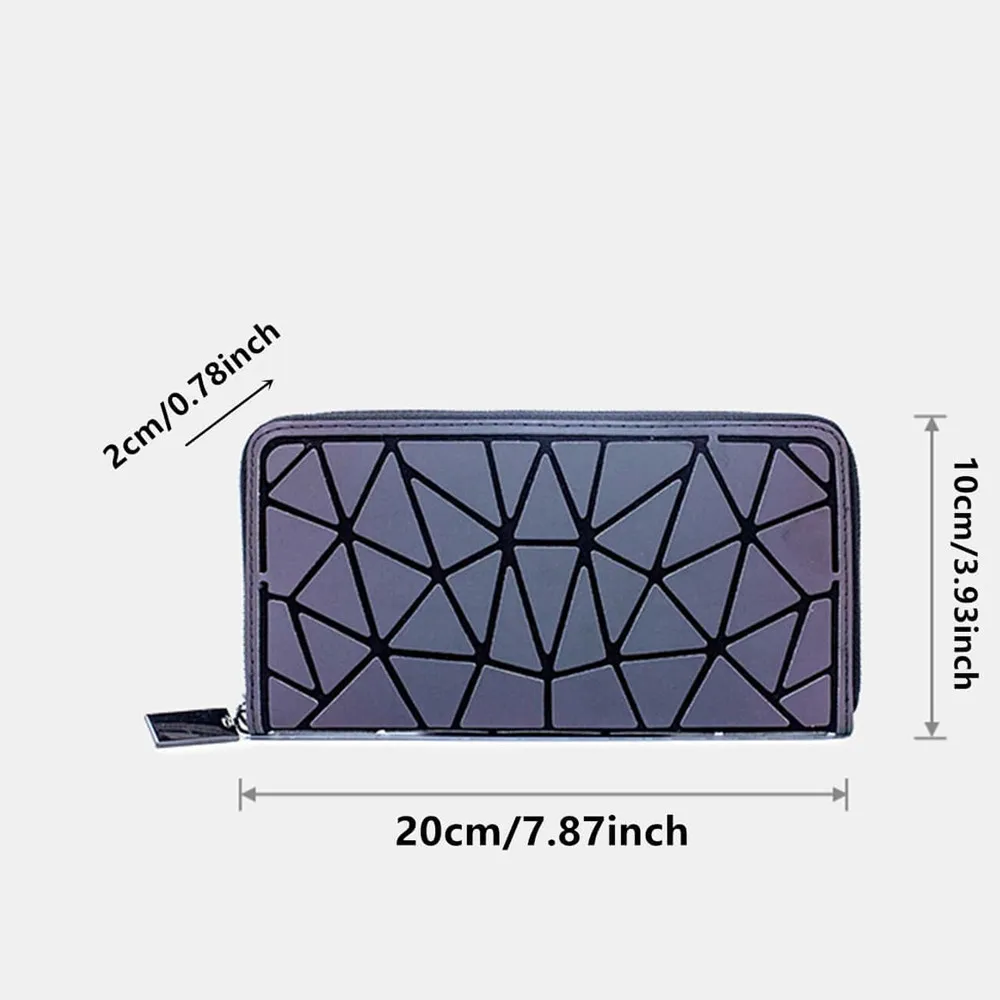 Fashion Luminous  long zipper wallet for women.Geometric rhombus cell phone wallet/multi-card credit card holder and coin purse 5