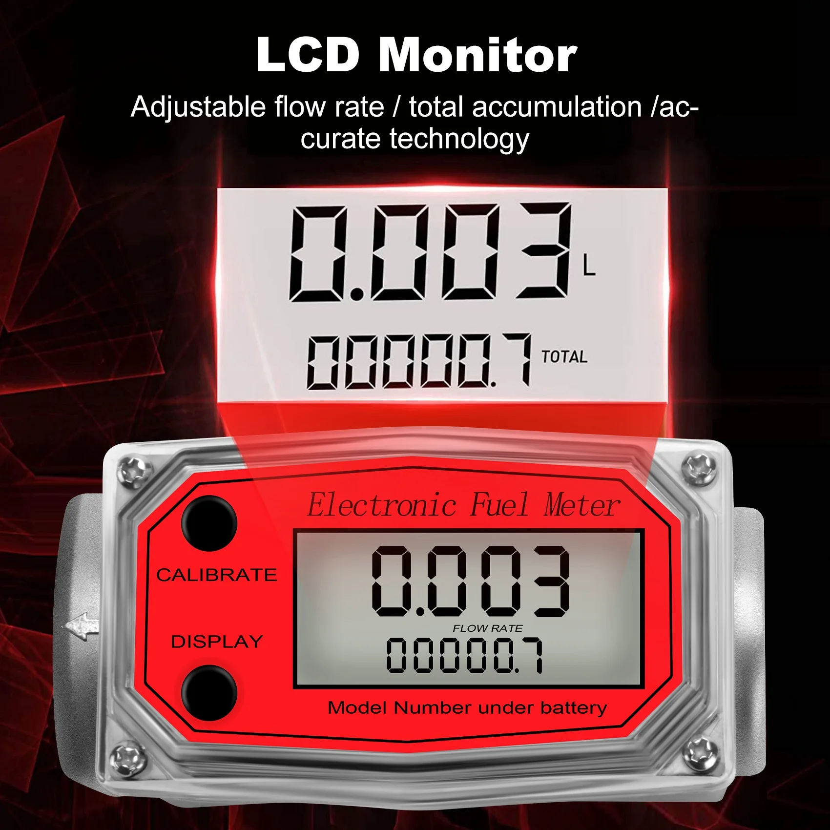 2INCH Counter Diesel Petrol Methanol Water Aluminum Alloy Durable Digital Turbine Flow Meter LCD Electronic Fuel Meter Flowmeter