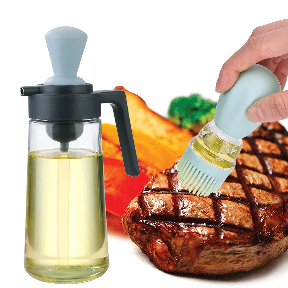 Oil Spray Bottle With Silicone Brush 2 In 1 Dropper Measuring Oil Dispenser  Bottle For Kitchen Baking BBQ Grill Pastry Brushes - AliExpress