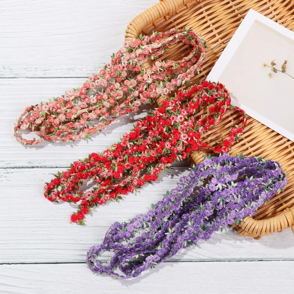 2Yard Lace Trim Ribbons Fabric Trim Clothes Sewing Accessories Wedding Dress Water Soluble Polyester Flower Decor Embroidered