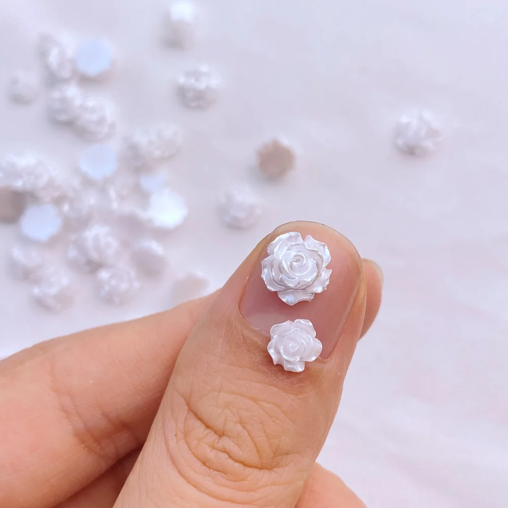 100pcs 귀여운 새 수지 미니 3D 화이트 도금 로즈 네일 라인 석 보석 반짝이 네일 아트 쥬얼리 매니큐어 네일 아트 장식