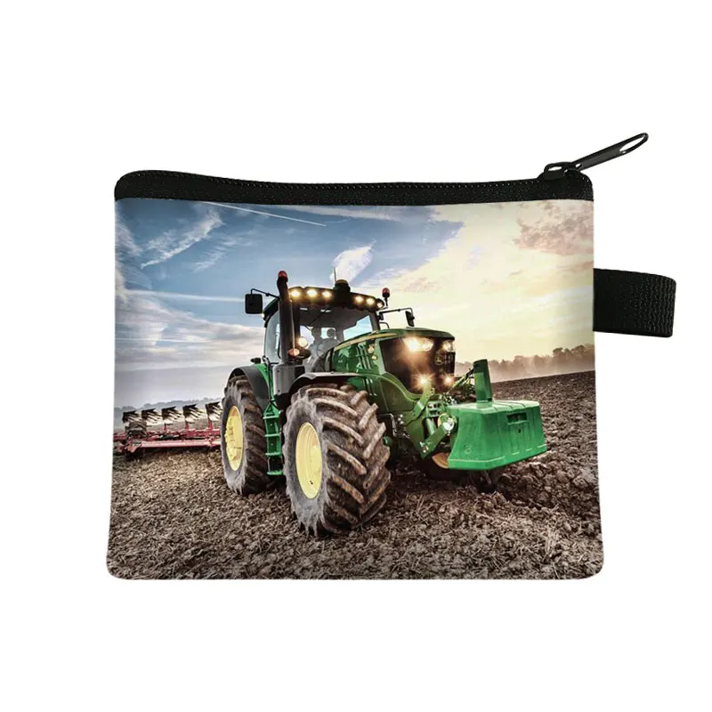 Coin Purse Coin Wallet Tractor Print Coin Purse Boy Girl Storage Bag Woman Shopping Portable Coin Bag Wallet ID Credit Card Gift