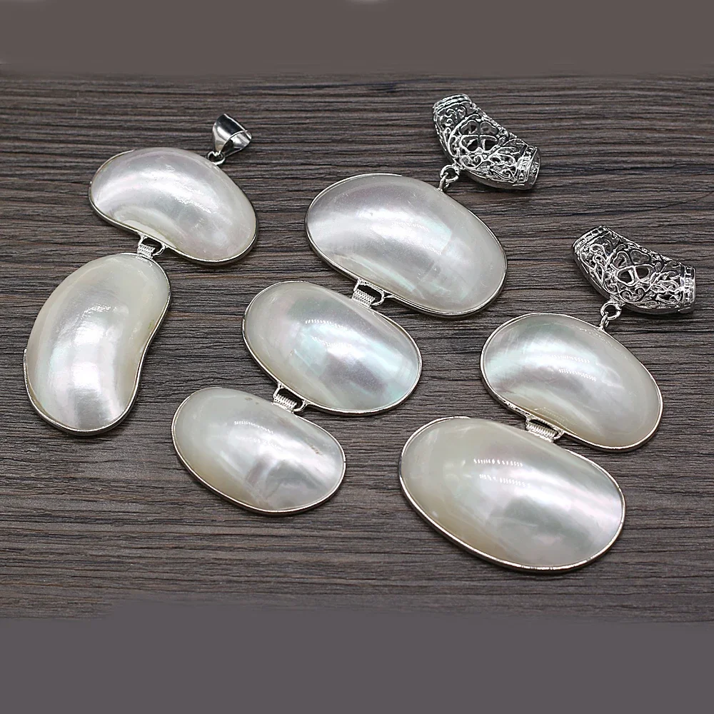 Natural Alloy White Accessories Shell Irregular Egg-shaped Pendant Handmade Crafts Making DIY Exquisite Necklace Jewelry 4