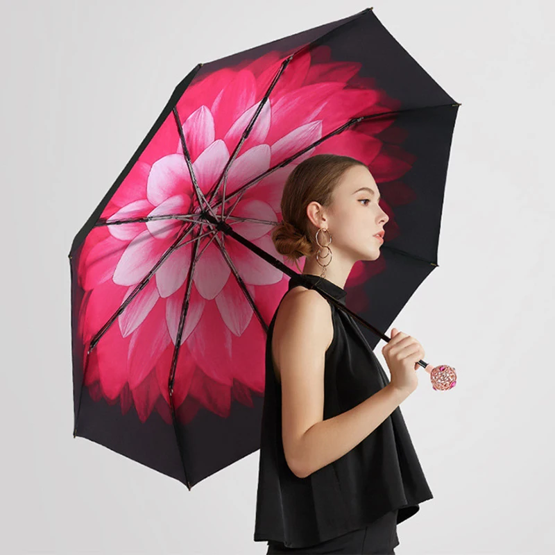 

Flower Umbrella Windproof Double Layer Sun Rain Sunny Portable Creative Umbrella Luxury Sexy Womens Parapluie Designer Umbrella