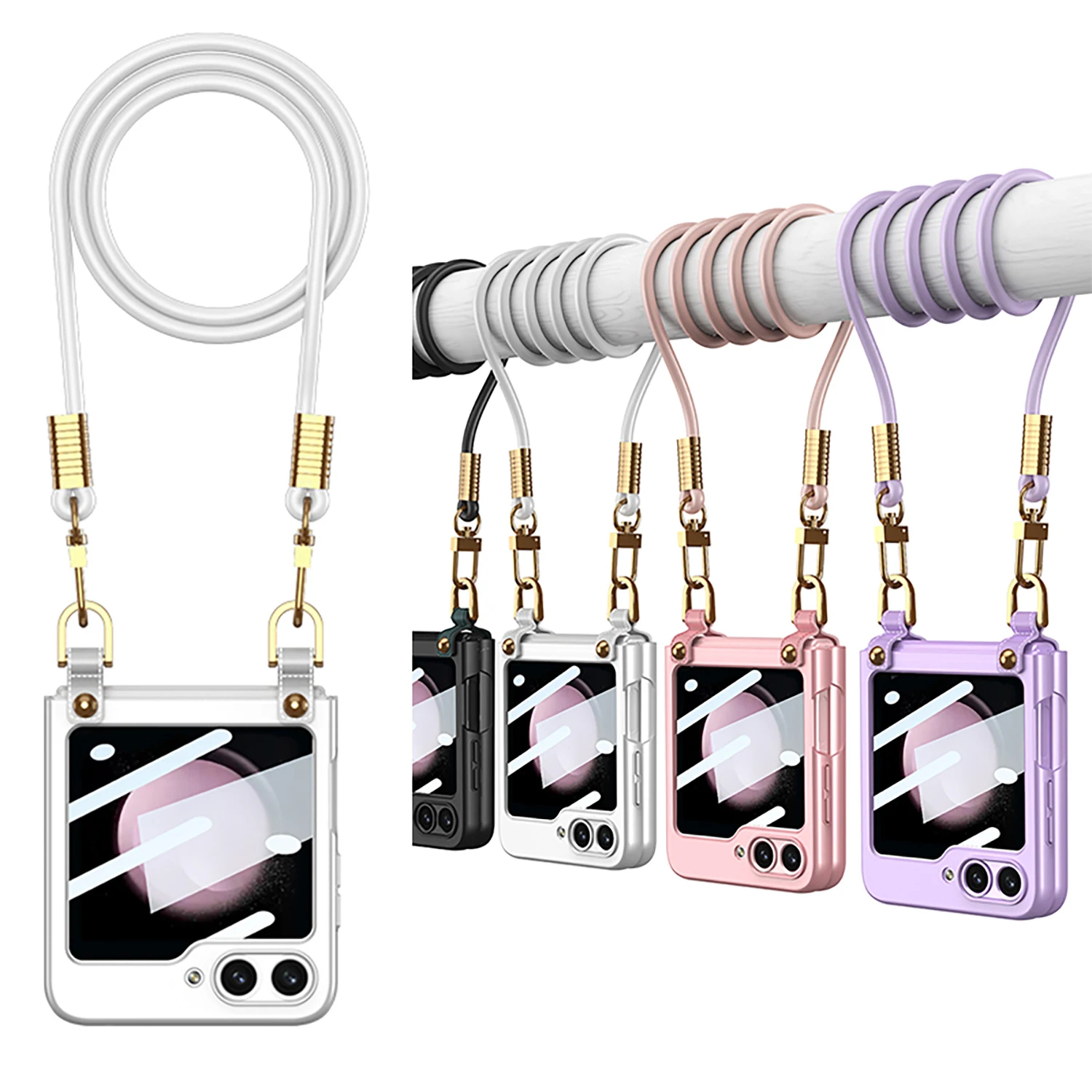 

For Samsung Z Flip5 Mobile Phone Case Ultra-thin Diagonal Strap Fashion Portable Flip4 3 Folding Screen Protective Case