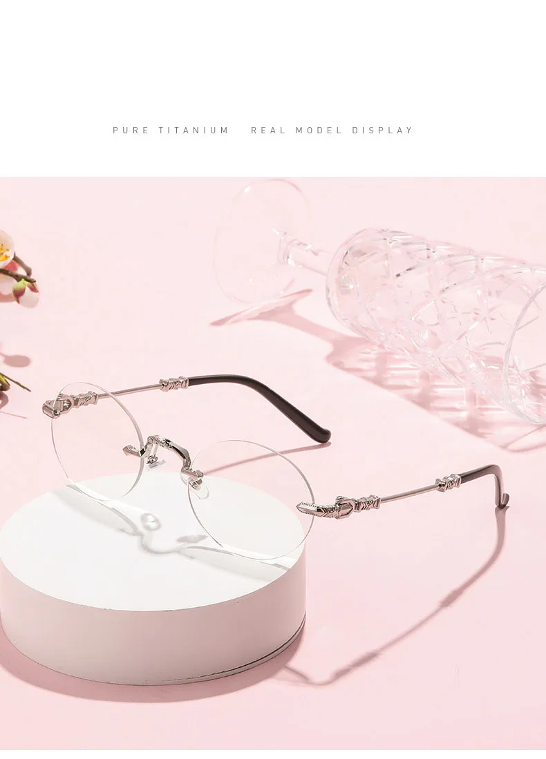 Lichtempfindliche, farbwechselnde, rahmenlose, randgeschnittene Brille, trendige Anti-Blaulicht-Myopie-Brille mit großem Rahmen 60032 – Detail 2