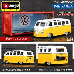 Bburago 1/64 VOLKSWAGEN VAN SAMBA Miniature Alloy Car Model Diecast Vehicle Replica Pocket Car Collection Toy For Gifts