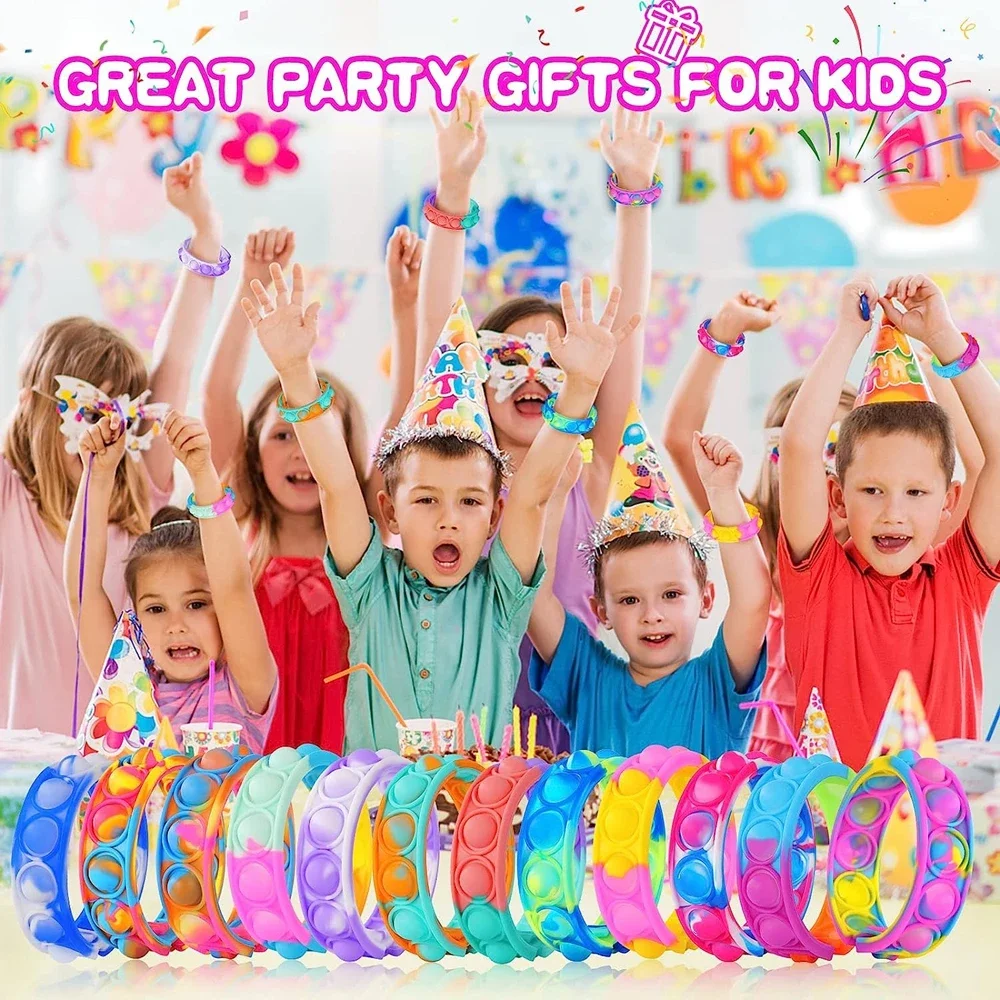 Fidget Toys Pop Bracelet Party Favors Bubble Bracelets Push Poping Sensory Stress Reliever Toys for Kid Children Beautiful Gifts