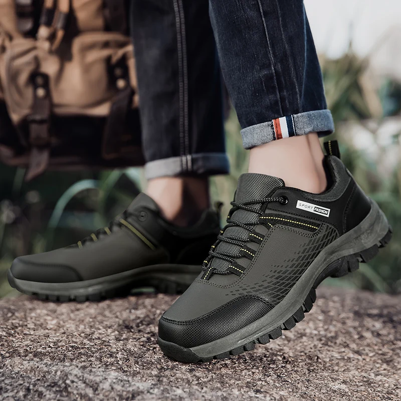 New Men's Casual Sports Shoes Outdoor Wear-resistant Hiking Shoes Comfort Breathable Camping Work Boots Spring Autumn Shoes Men