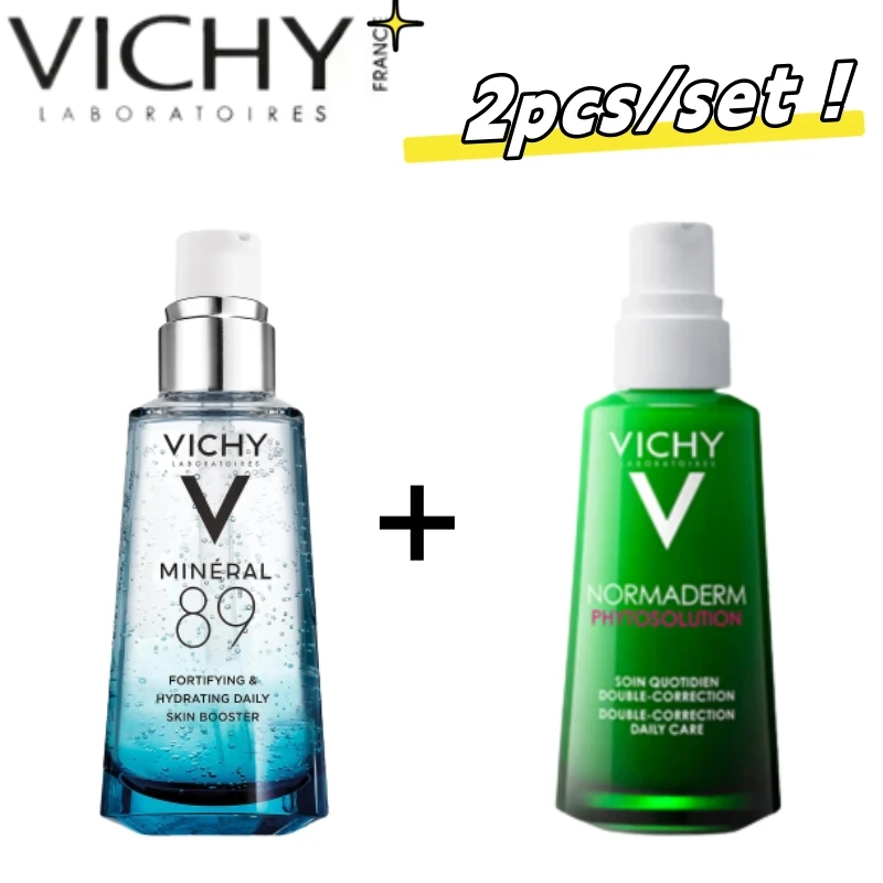 

2PCS/set Vichy Mineral 89 Hyaluronic Acid Face Serum and Normaderm Phytosolution Serum Anti Acne Nourishing and Hydrating 50ml