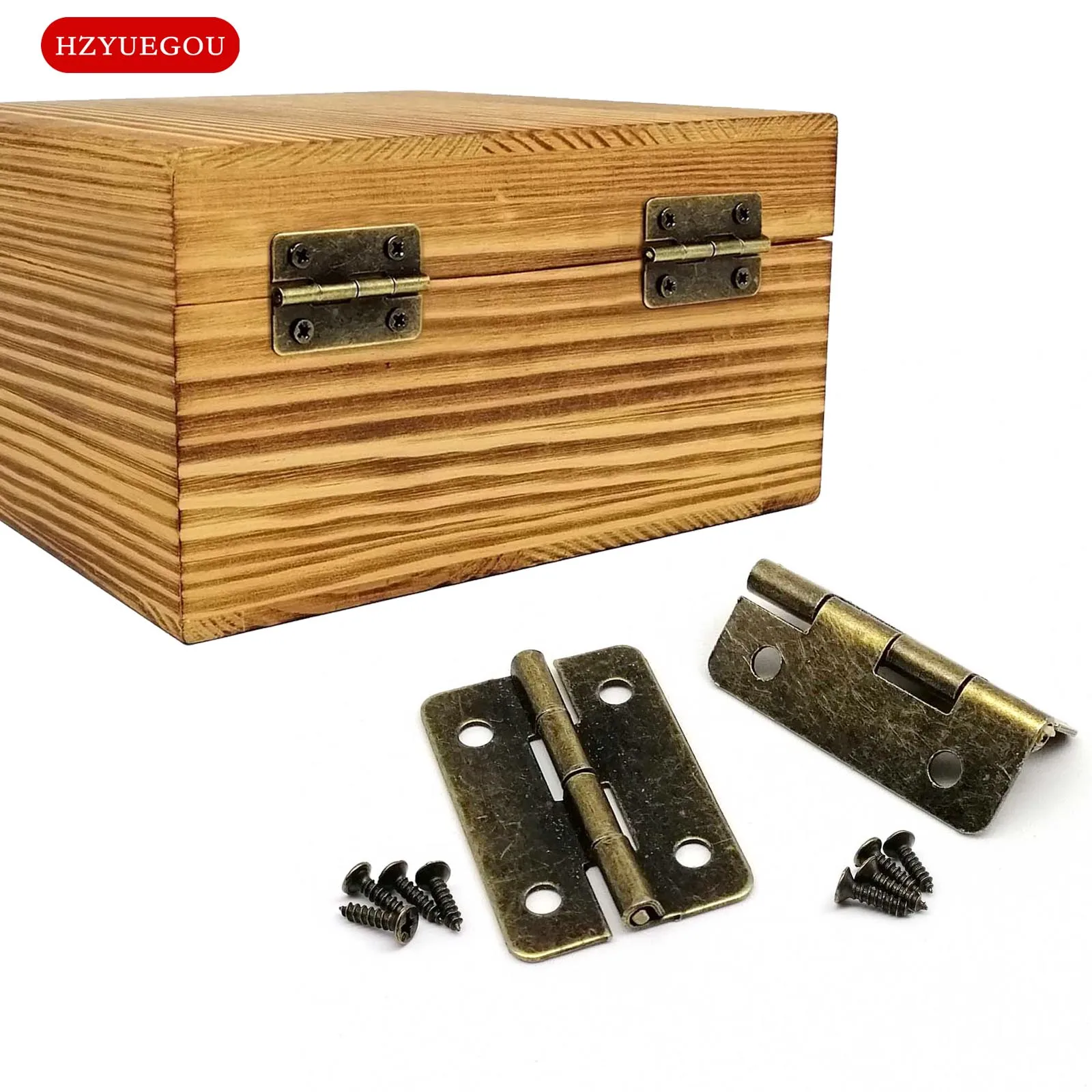 Wooden Box Hinge 12pcs Wooden Box Hinge with Screw for Jewelry Chest Gift Wine Music Case Dollhouse Cabinet Door Antique Brass Bronze 21x30mm