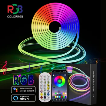 LED 네온 스트립 조명, 스마트 LED 와이파이 앱 RGB ,16 색, DIY 조명, 방수 유연한 라이트 스트립, 알렉사와 함께 작동, 3 m, 5m