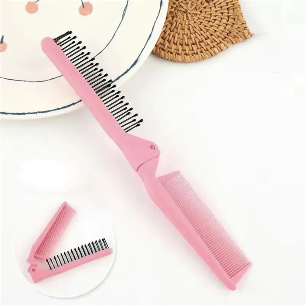 2 in 1 더블 헤드 접이식 헤어 빗 휴대용 여행용 헤어 브러시 컴팩트 헤어 빗 접이식 포켓 브러시 미용 빗