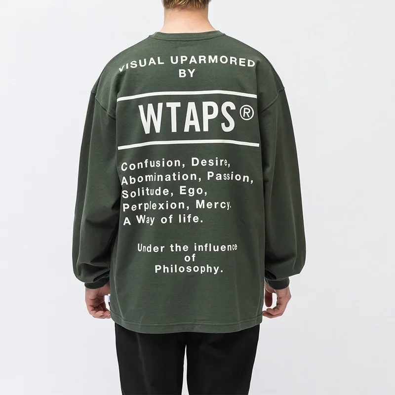 

WTAPS Printed Round Neck Long sleeved T-shirt for Men's Casual Loose Sweatshirt Couple Long sleeved T-shirt for Men's Clothing