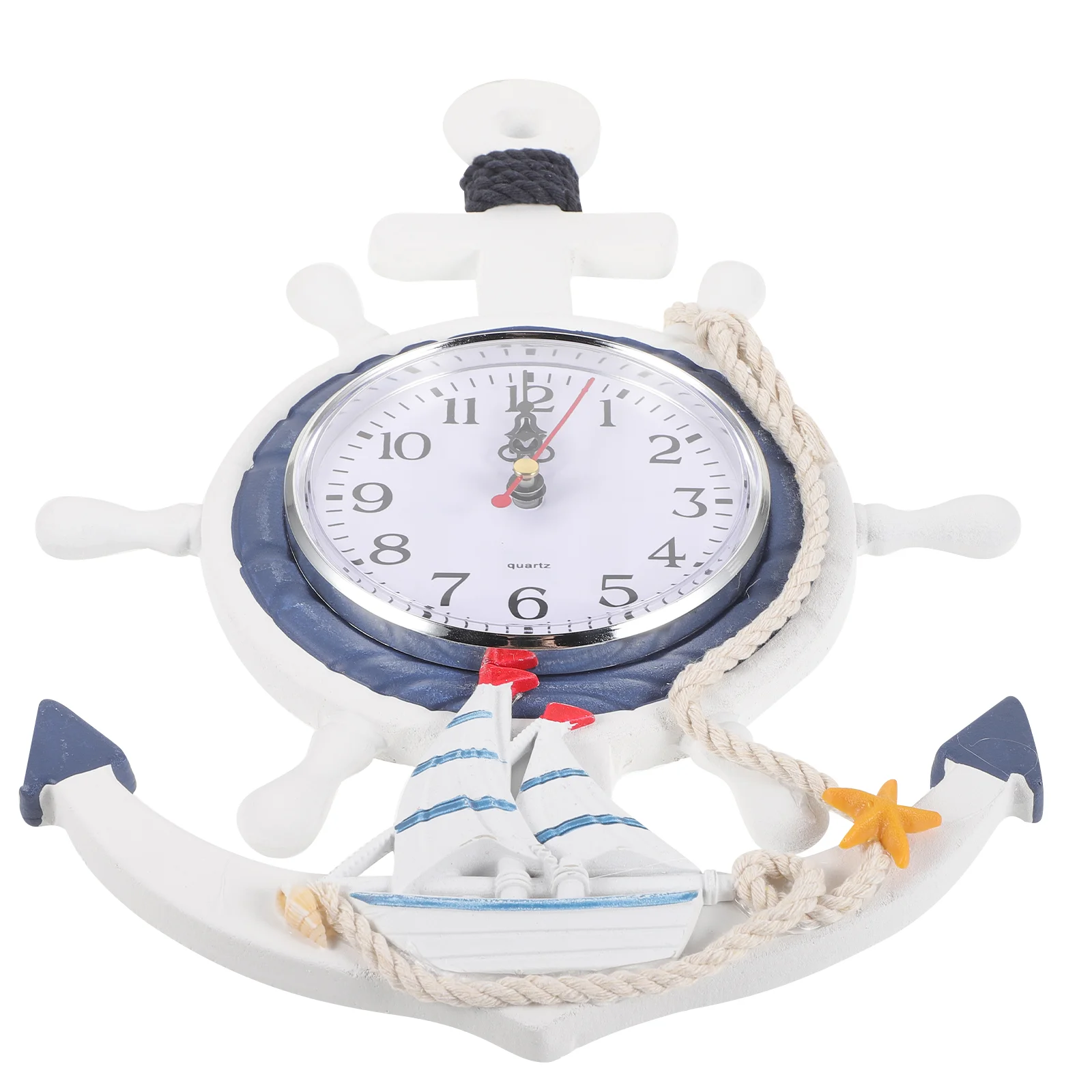 

Anchor Clock Beach Sea Theme Nautical Ship Wheel Rudder Steering Wheel Decor Wall Hanging Decoration