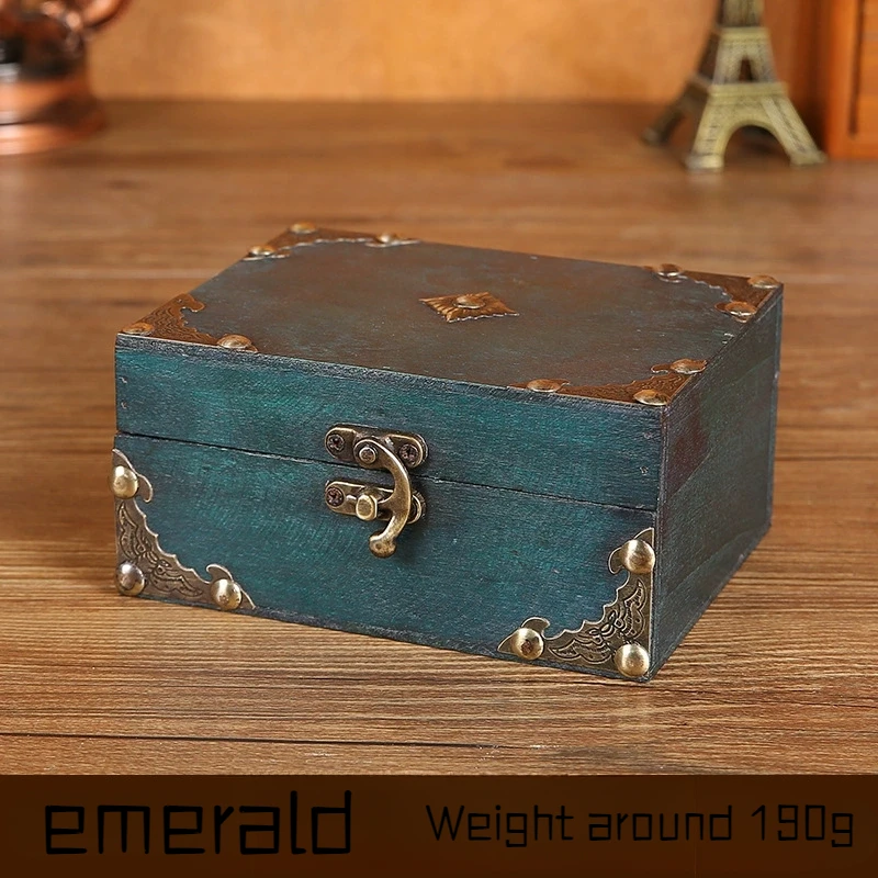 1 vintage treasure chest storage box, wooden jewelry box, small treasure box for hiding