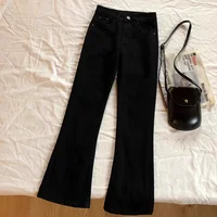 Slimming High Waist Bell Bottom Jeans Women's Elastic Versatile Black Small Size Long Jeans Spring Summer Fashion Trend