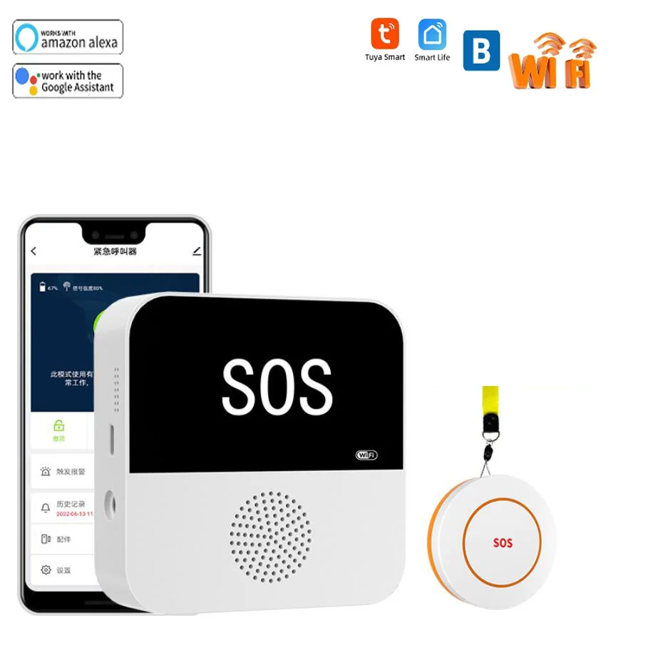 Tuya WiFi SOS Alarm System With Elderly Emergency Pager Doorbell Function Smart Life for the Senior and Kids smart emergency call button