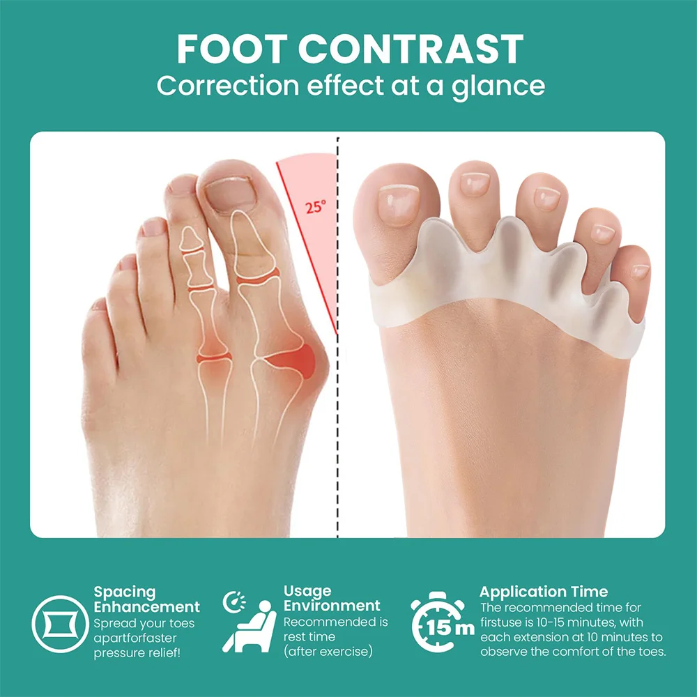 Toe Separators and Toe Corrector Silicone 1 Pair for Foot Care