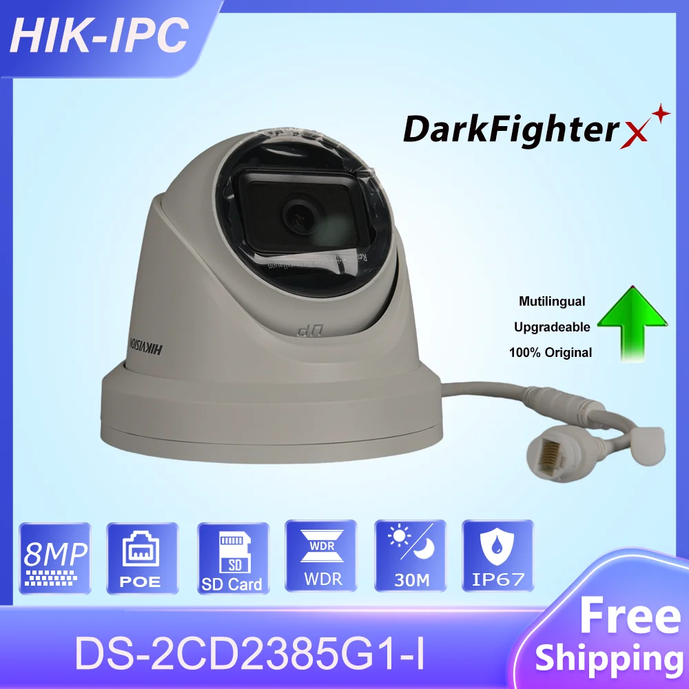 

Original HIK 8MP Turret IP Camera DS-2CD2385G1-I Darkfighter IR30M SD Card slot H.265 Security CCTV Surveillance Network Cameras