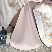Parure de lit brodée papillon doré 100% coton, ensemble de literie de luxe, housse de couette et de drap-housse athlon, taies d'oreiller, textile de maison 5