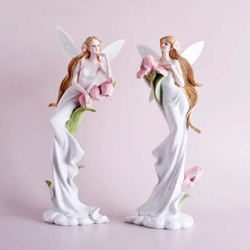 

European Creative Beauty Angel Fairy Resin Accessories Wedding Birthday Gift Home Livingroom Table Sculpture Decoration Crafts